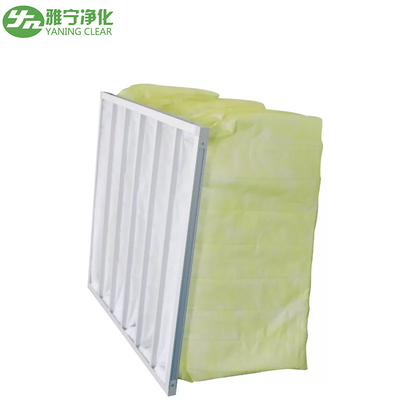 Filtro de aire ignífugo del bolsillo AHU/material no tejido amarillo F8 con 6 bolsos
