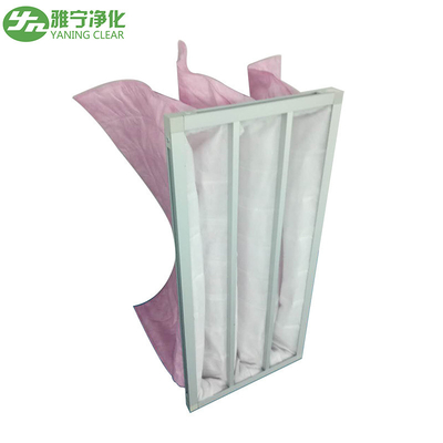 Eficacia rosada del medio del material de la aleación del cárter del filtro de la HVAC Hepa del poliéster F7/de aluminio del bolso