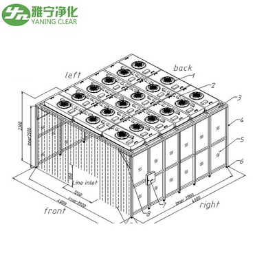 Sistema modular de FFU de cabina limpia ISO 5 con filtro HEPA y cortina antiestática