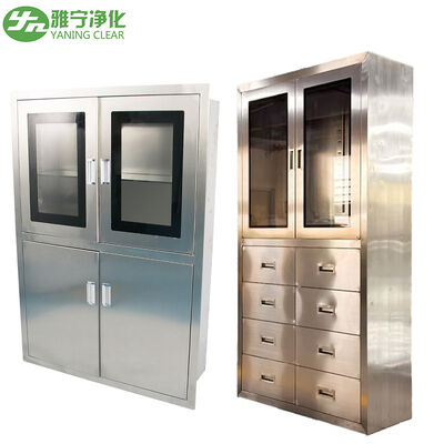 Gabinete médico de acero inoxidable 304 con puerta de vidrio con característica a prueba de humedad para almacenamiento de medicamentos hospitalarios