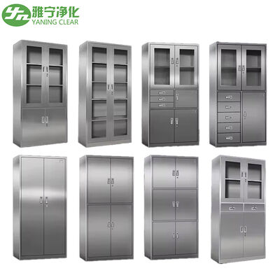 Cabinet médico de acero inoxidable 304 con ventana de vidrio endurecido incrustada y diseño a prueba de humedad para instalaciones de atención médica